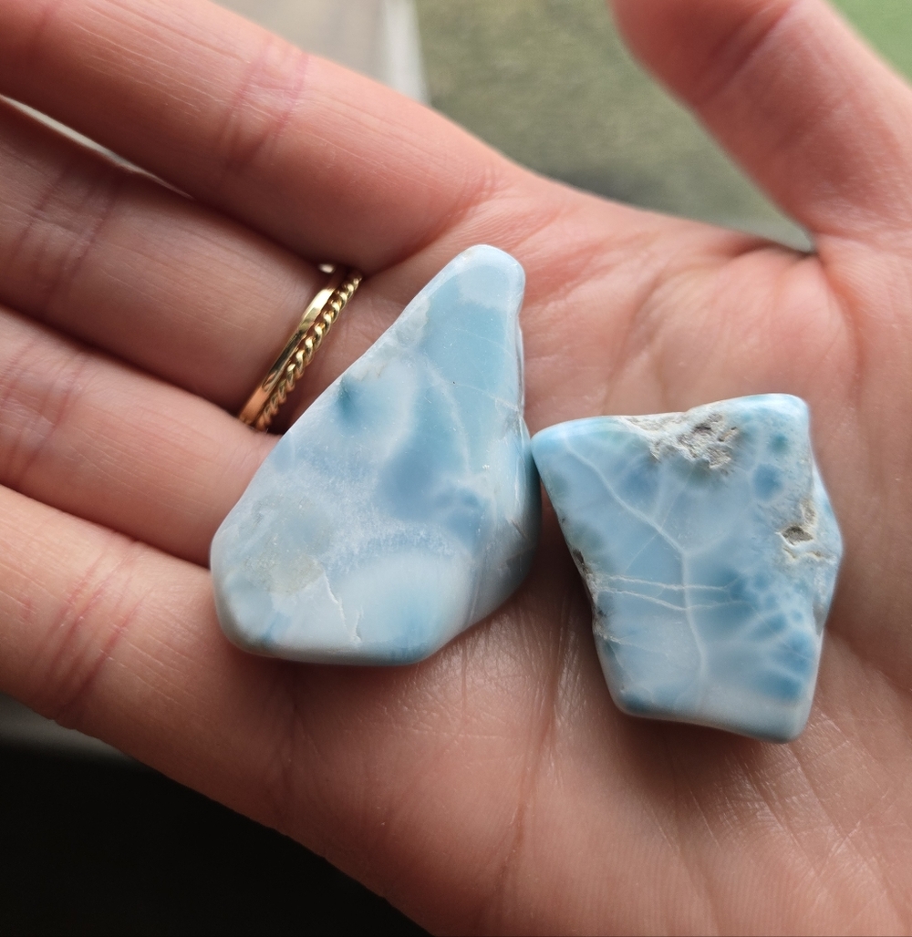 Two Larimar Flat Stones - Picture 6 of 7